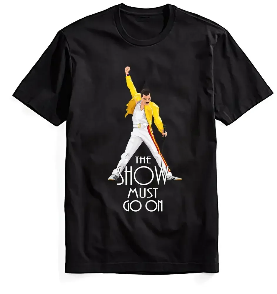 The Performance Must Continue. Freddie Mercury Classic T-shirt Pure Cotton Round Neck Summer Short Sleeve Casual Men's T-shirt