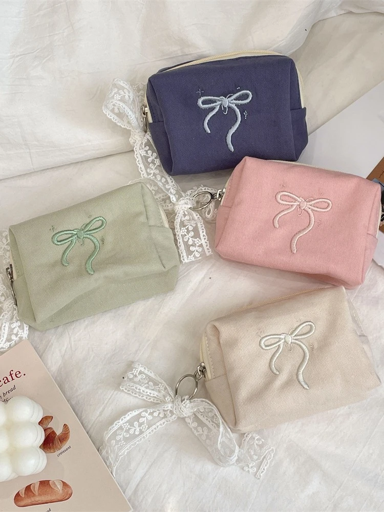Large Capacity Bow Three-dimensional Cosmetic Bag Storage Bag, Internal Layered Card Bag, Cosmetic Storage Bag