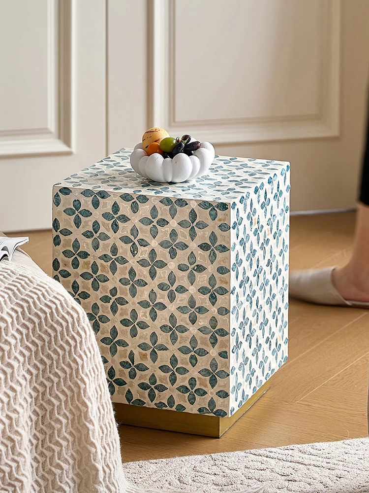 Luxury Four Leaf Clover Pattern Handmade Seashell Coffee Table Creative Living Room Sofa Side Tables Stool Furniture Nightstand