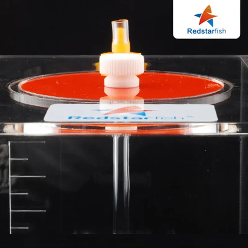 Red Starfish acrylic liquid storage barrel coral cylinder calcium magnesium KH titration transparent tape scale container view 3