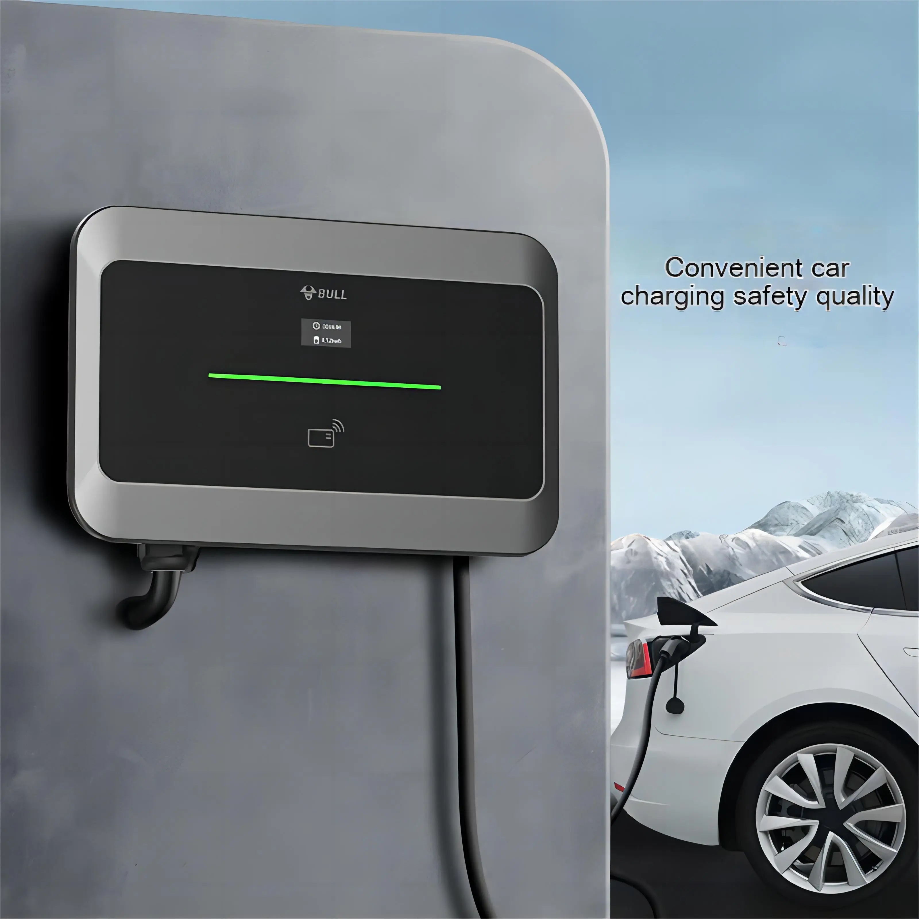 Goneo estación de carga rápida ev montada en la pared, cargador inteligente ev tipo 2, caja de pared para el hogar, cargador de vehículo eléctrico Ev