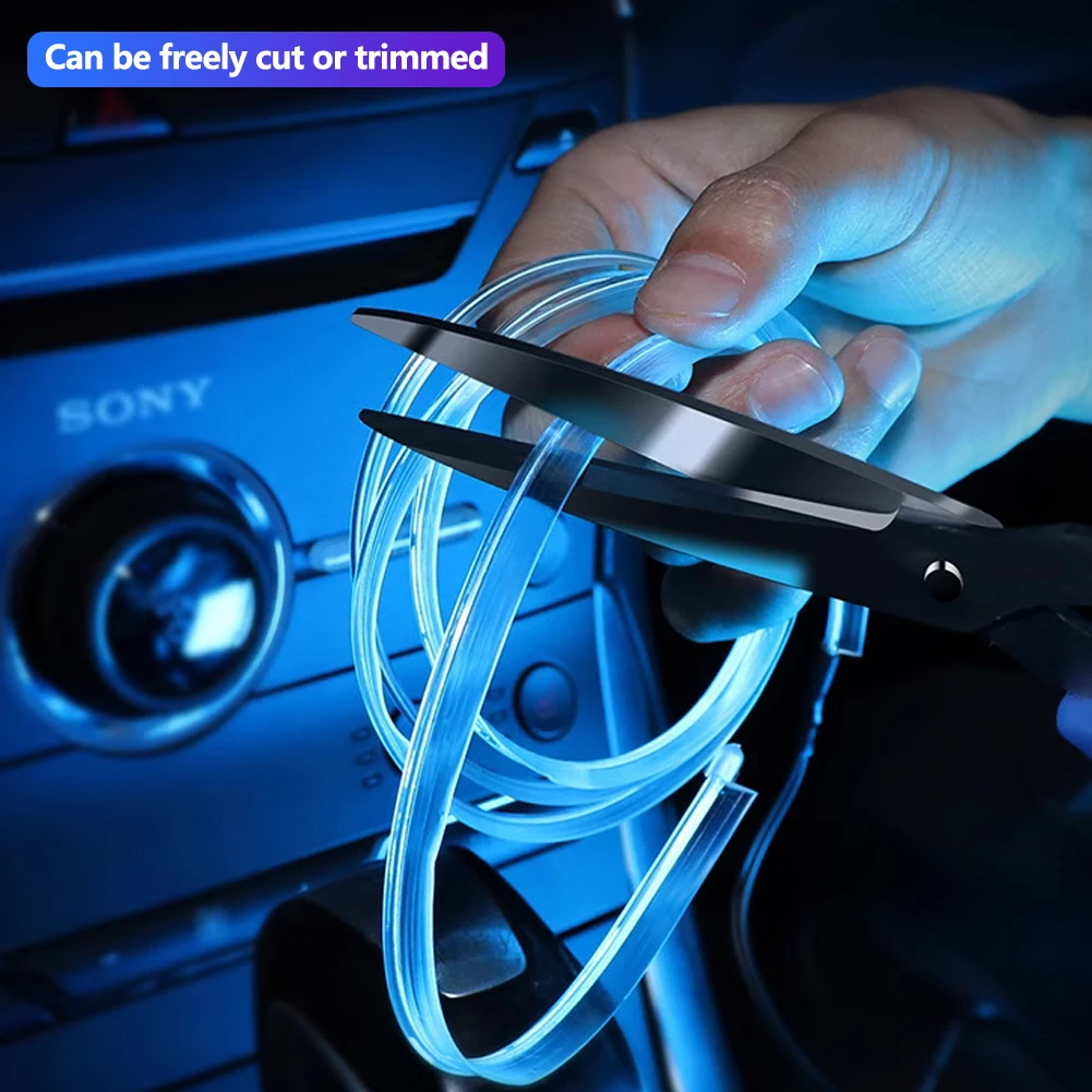 أضواء شريطية محيطة LED داخلية للسيارة (1 م/5 م) - محرك USB EL سلك إضاءة نيون مصباح مرن يمكنك صنعه بنفسك لجو الحفلات التلقائية #2
