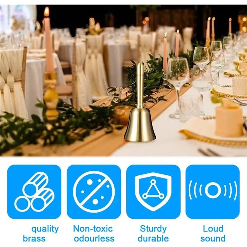 ABVJ-Hand Bell Classic، جرس وجبة عالي، جرس طاولة متعدد الوظائف، جرس استقبال للمدرسة، الكنيسة، عيد الميلاد