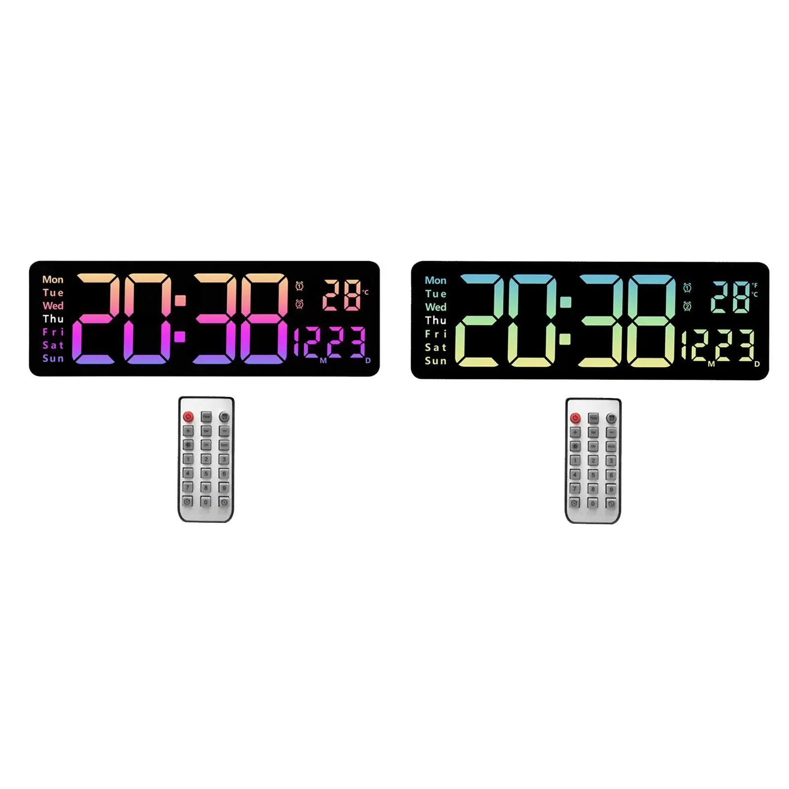 LED Alarm Clock Remote Wall Mountable 10 Adjustable Brightness 16inch Digital Clock for Bedroom Learning Home Office Living Room