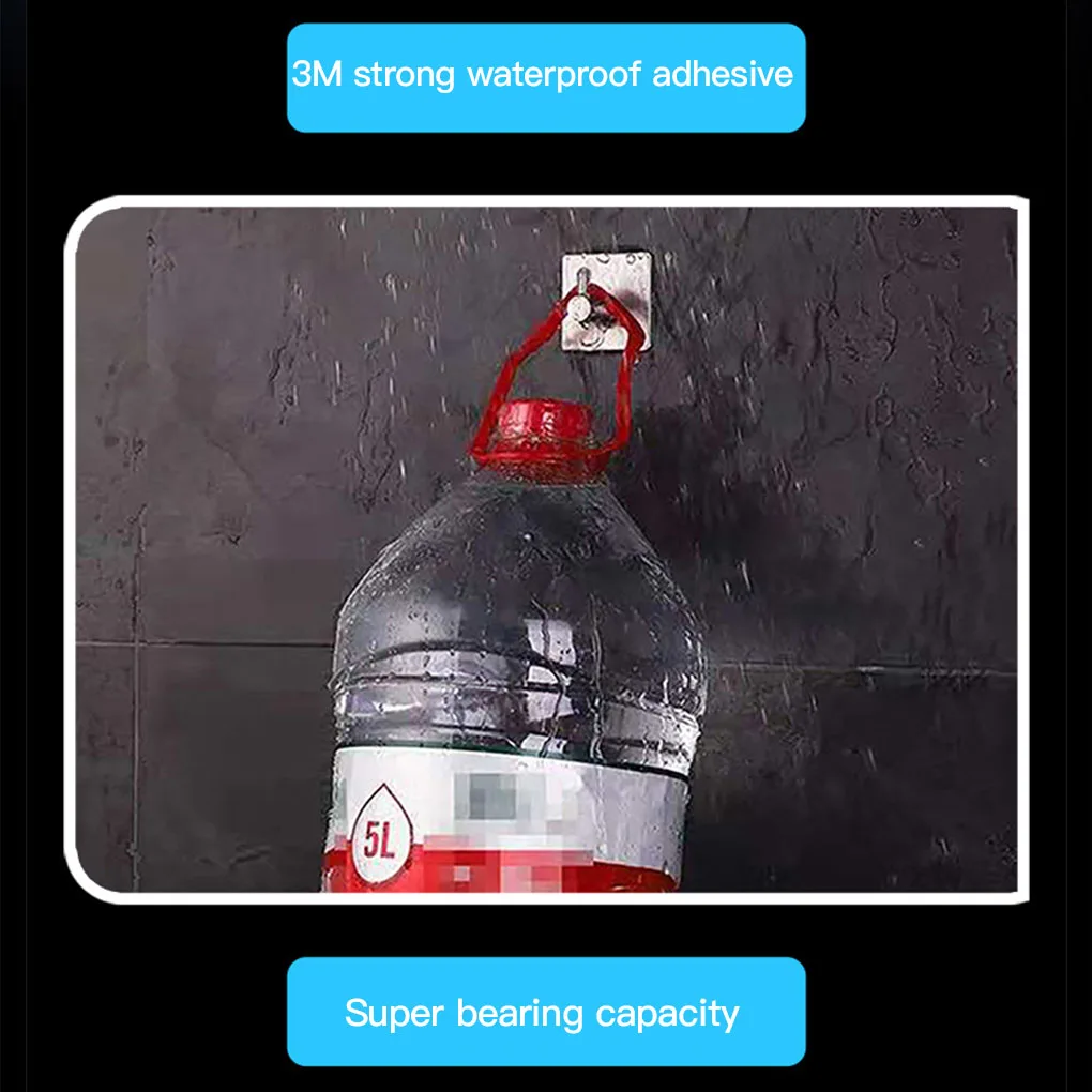 5Pcs Strong Self Adhesive Single Hooks Stainless Steel Hanger Wall Mounted Kitchen Bathroom Rack