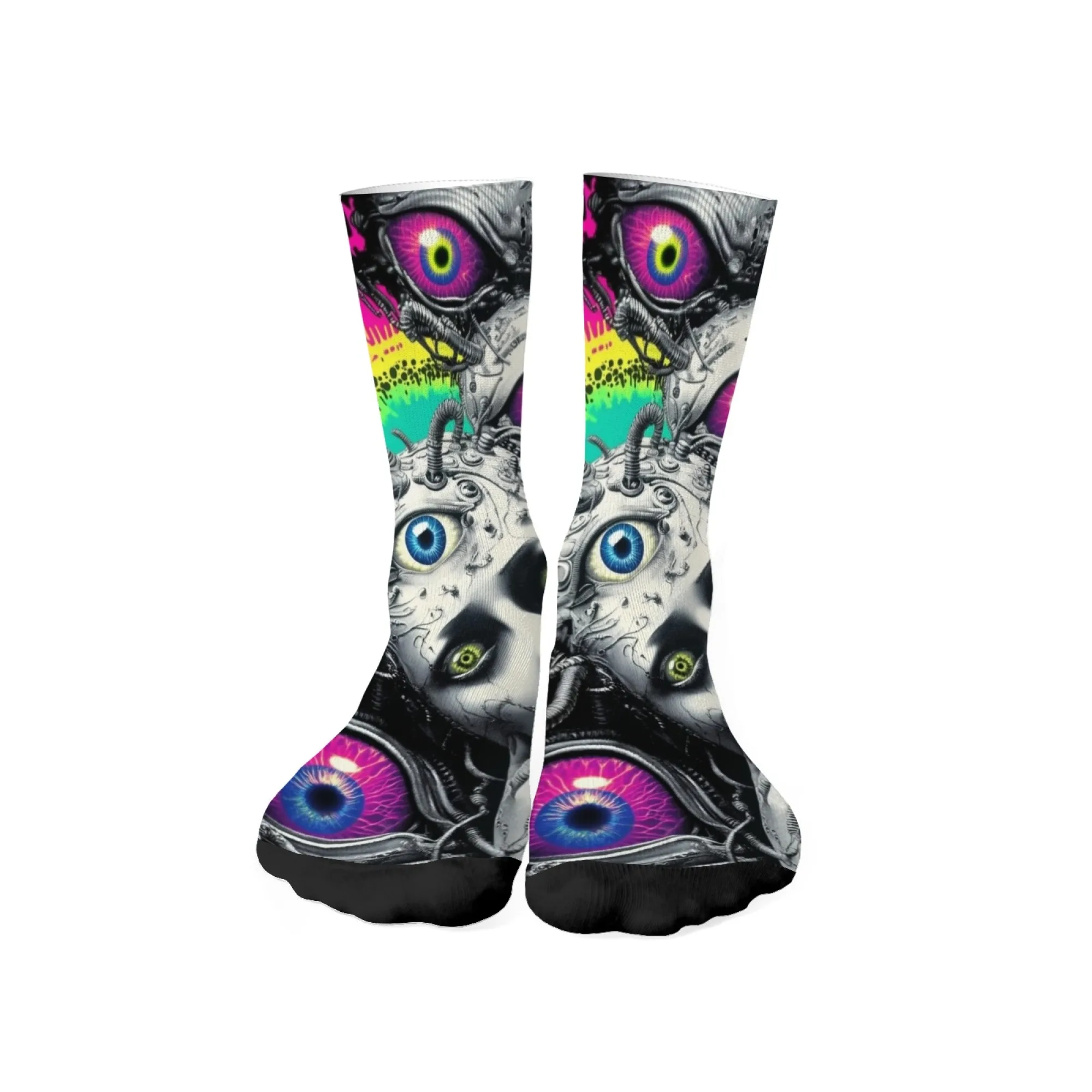 Fun and Scary New Monster Print Men's Socks Breathable and Durable Socks Street Hip-hop Gothic Outdoor Sports Cycling Socks