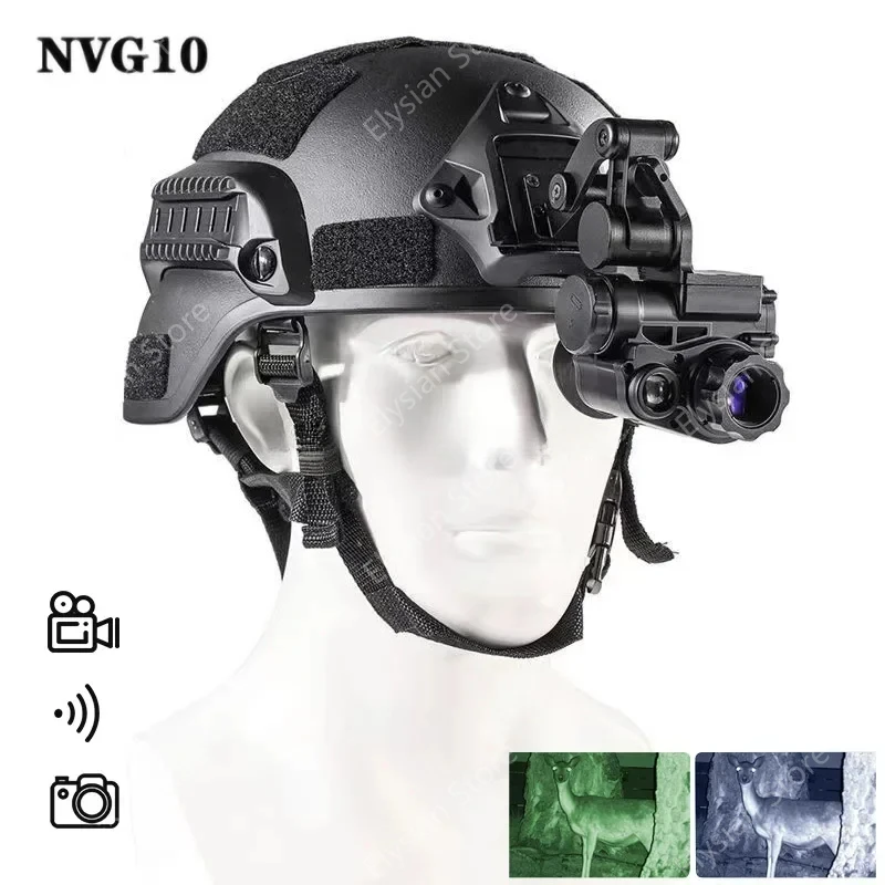 Device Range 200M/656Ft Helmet Hunting Surveillance NVG10 Goggle Green Monocular Infrared WIFI 1080P Night-Vision