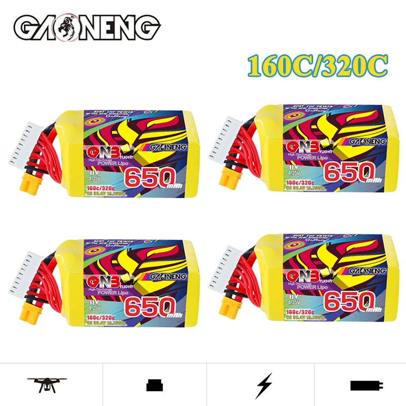 GNB 8S 30.4V 650mAh 160C/320C Rechargeable LiPo Battery for FPV Racing Drone Quadcopter Helicopter Airplane RC Parts 8S Battery