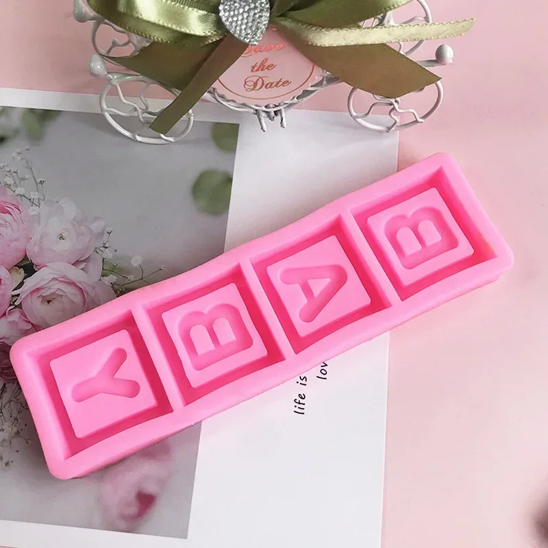 Silicone Square Letter Cake Mold Mould Baby Letter Baking Tool Plaster Chocolate Flip Moulds Candle Mold Cake Decorating Tools