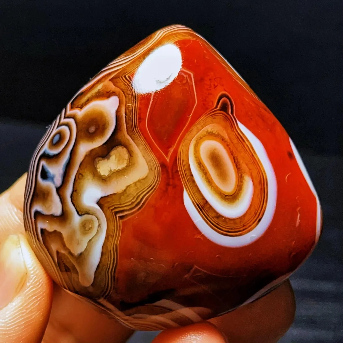4PC Natural Texture Banded Agate Worry Stone, Translucent Beauty, Tumbled Polished, Pendant Making, Crystal Collection