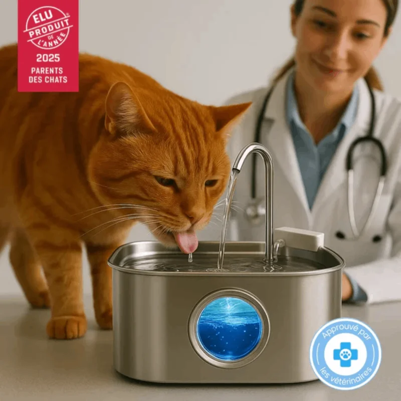 Stainless steel pet intelligent water dispenser with automatic circulation flow, 3.2L large capacity cat and dog water dispenser