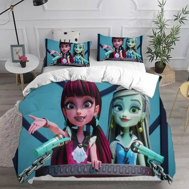 

Monster High Bedding Set 3D Printing Home Decoration Pillowcase Quilt Cover Cute Gift To Family and Friends