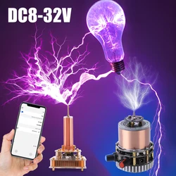 For Musical Tesla Coil Wireless Music Plasma Speaker Plasma Music Tesla Coil Module Golden With Acrylic Shell EU/US Plug DC8-32V