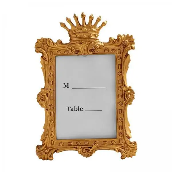 Vintage Style Resin Photo Frame Crown Top Decorative Picture Holder European Decor for Office Decoration Table