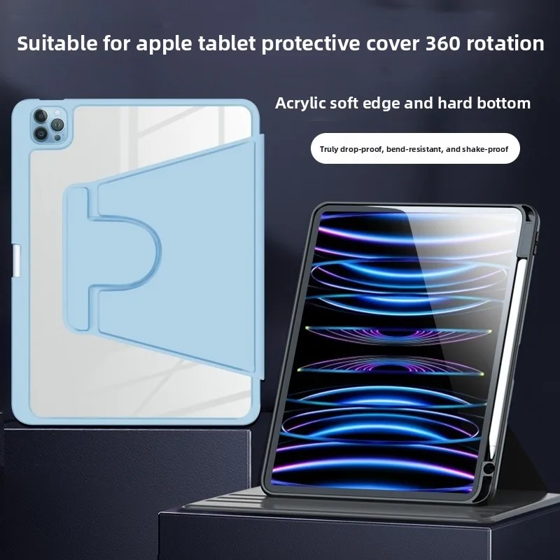 

Compatible iPad Air 5 Case 360 Rotating Acrylic Pro 11inch with Pen Slot 10.9 Tablet 10.2 Case 8