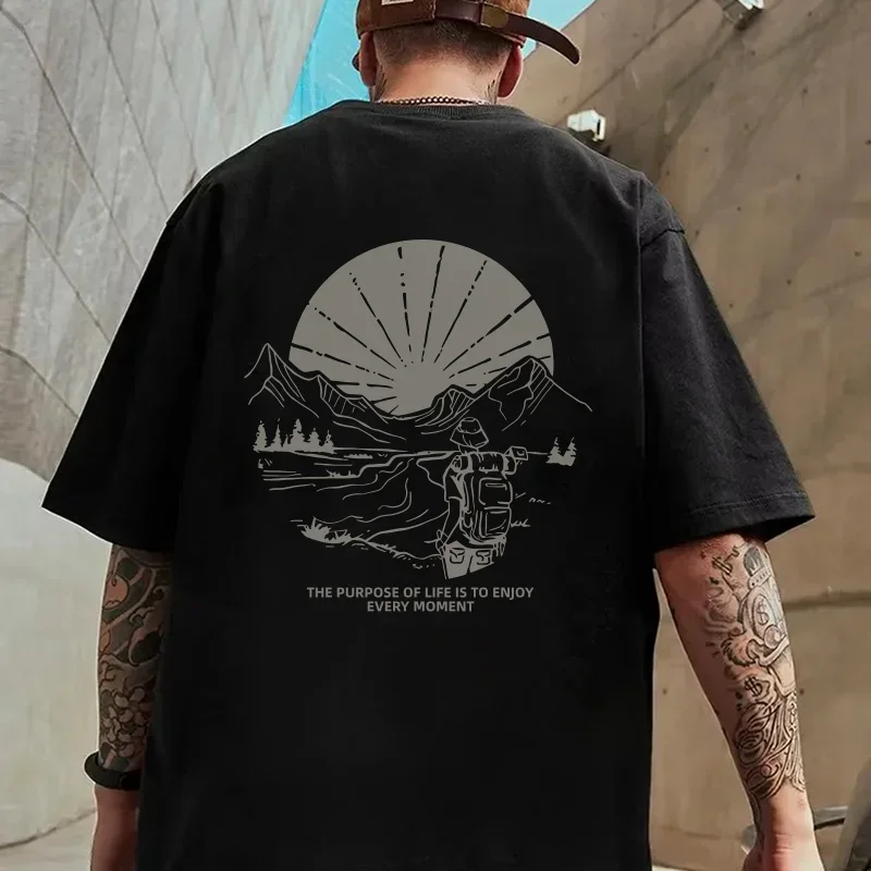 

Men's Cotton 100% Summer Loose Overfit T-shirt Back Print Short Sleeve Tshirt Hot Sale High Quality Tee in 2024