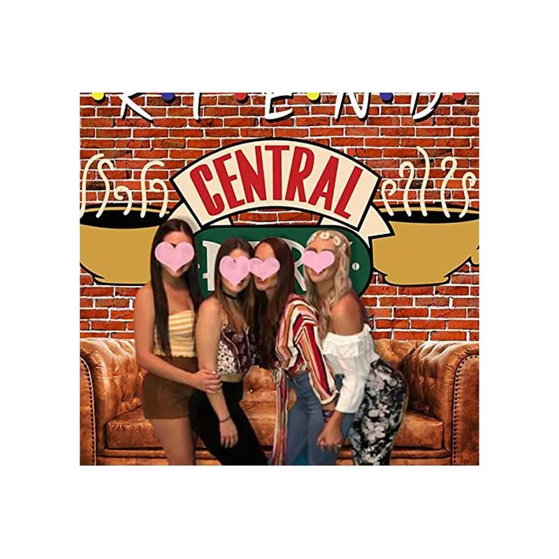 Fondos de fotografía con temática de amigos, accesorios de estudio de pared de ladrillo para fiesta de cumpleaños, Pub 80s, 90s, BW-03