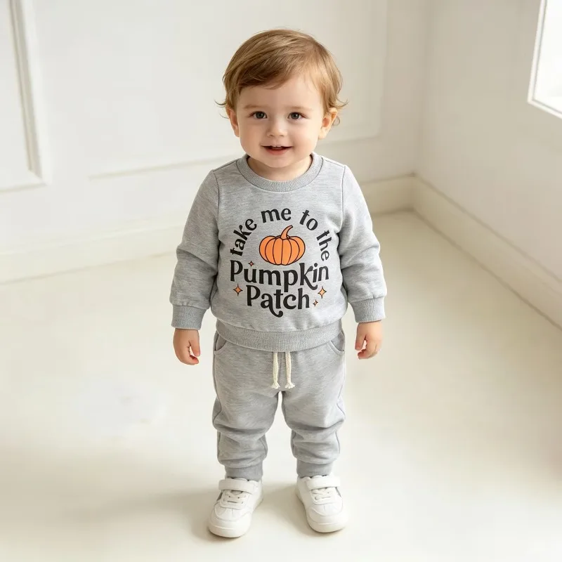 Newborn Infant Toddler Baby Boys Romper Outfit Set White Spooky Season Print Sweatshirt And Checkerboard Ghost Pants 0 36M