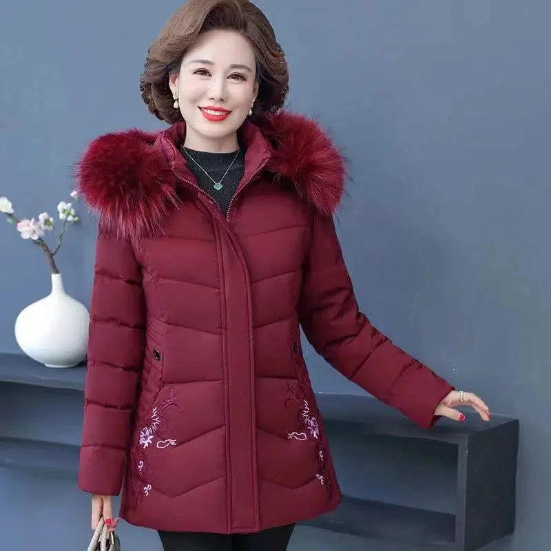 

Down Cotton Jacket Women 2022 Winter New Fashion Slim Versatile Padded Coat Women Hooded Large Size Fur Collar Thick Parkas