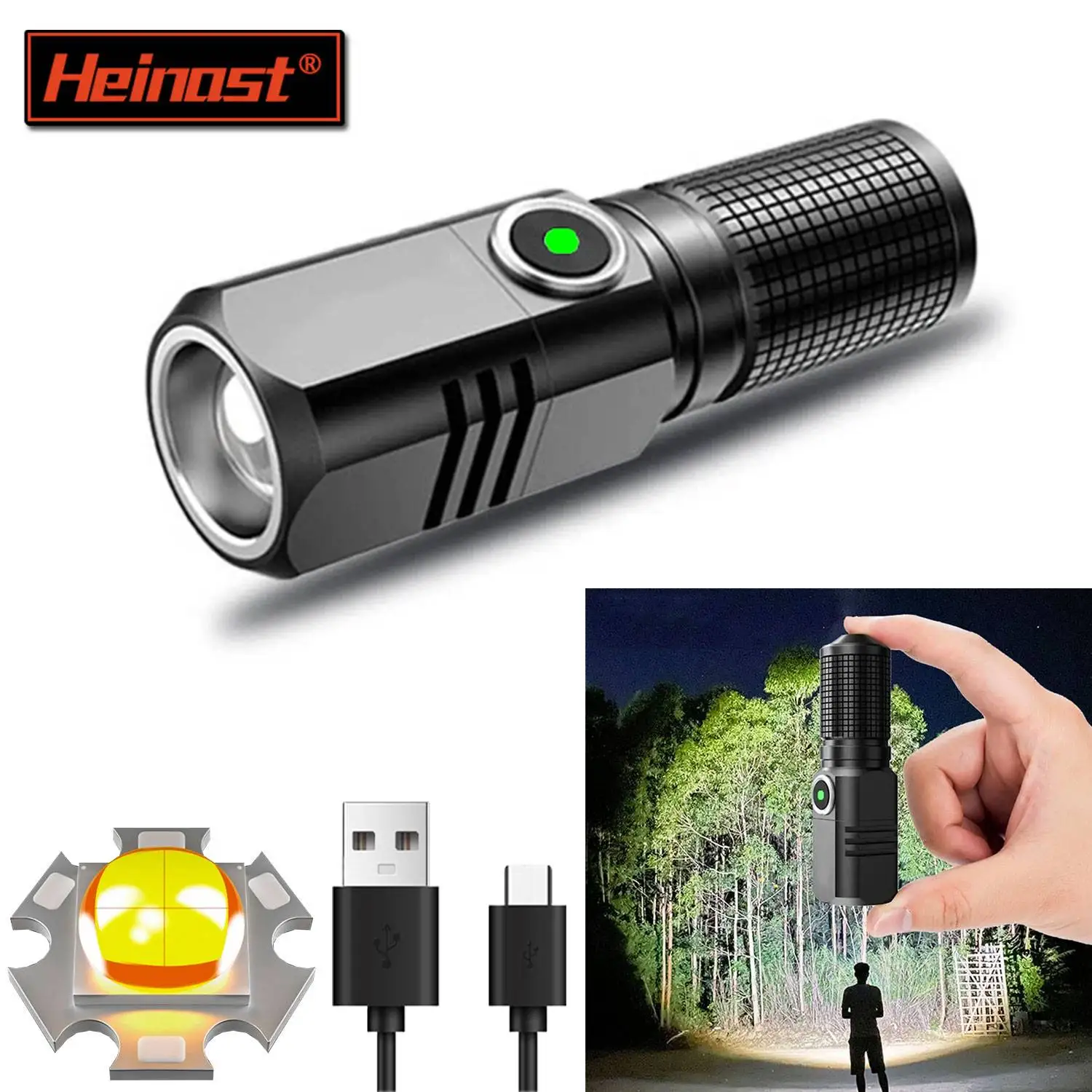 

Heinast XHP50 LED USB C Перезаряжаемый мини-фонарик 16340 18650 с аккумулятором 1500 лм Мощный фонарик можно закрыть одним щелчком мыши