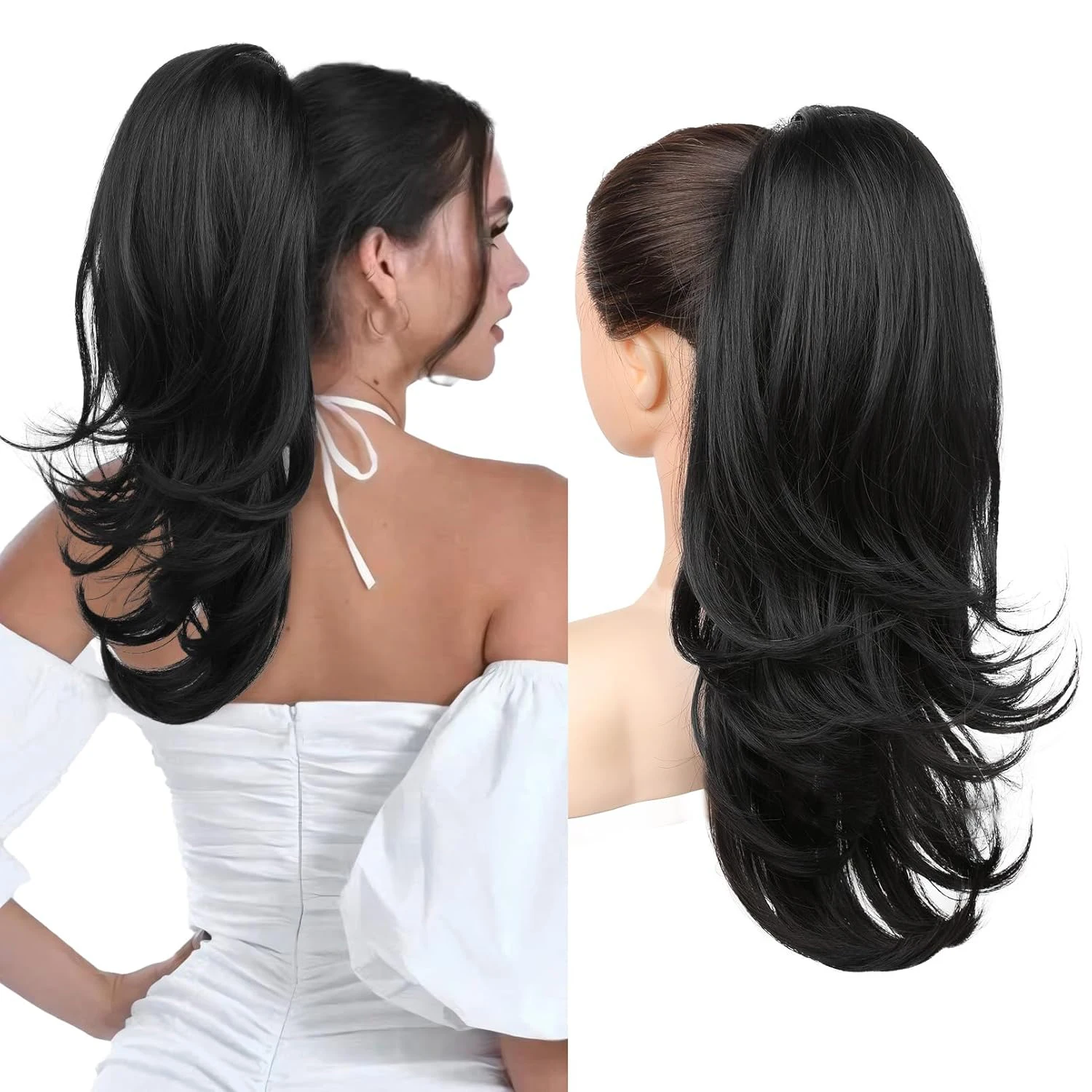 Ponytail Extension for Women, 18 Inch Drawstring Ponytail Hair Extension for Women, Soft Natural Looking Synthetic Pony Tails