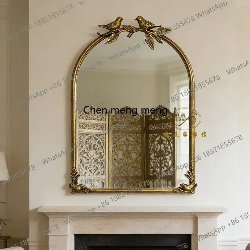 PP French makeup mirror dresser mirror special-shaped wall hanging carved living room entrance decorative mirror