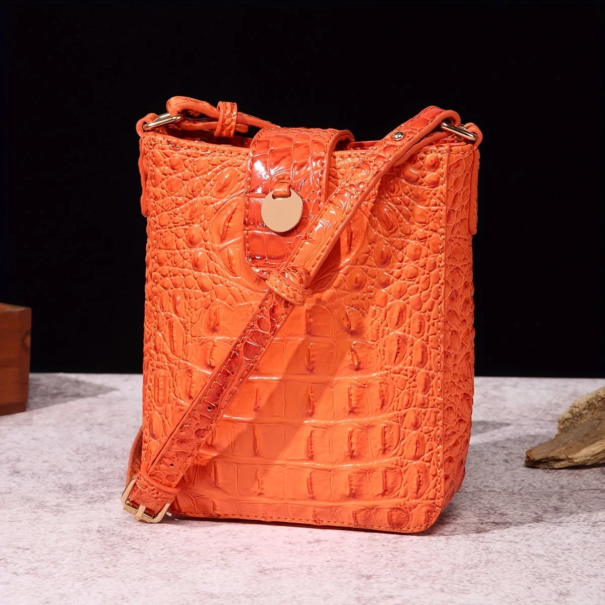 

Crocodile Embossed Women's Leather Satchel Purse, Elegant Crossbody Bag