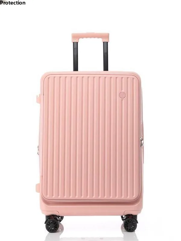 Mala de Viagem Feminina de Couro com Abertura Lateral, 20 Polegadas, com Senha, Multifuncional e Expansível