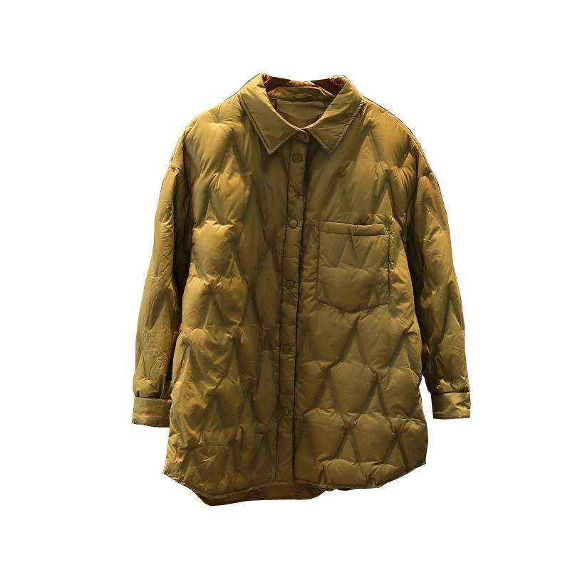 

Autumn Winter Mid-Long Cotton Jacket Women 2026 New Fashion Loose Casual Cotton Coat Pure Colour Green Outerwear Female