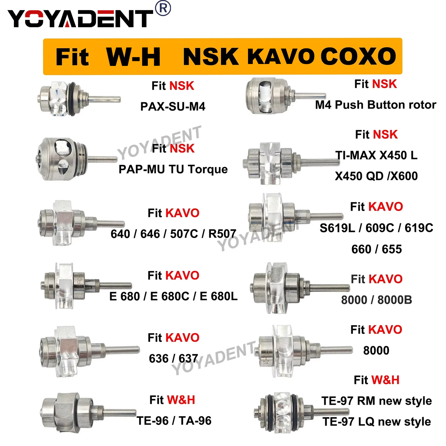 YOYADENT Dental Turbine Cartridge Air Rotor Fit WH NSK KAVO COXO SIRONA High Speed Handpiece Dentistry Handpiece Accessories