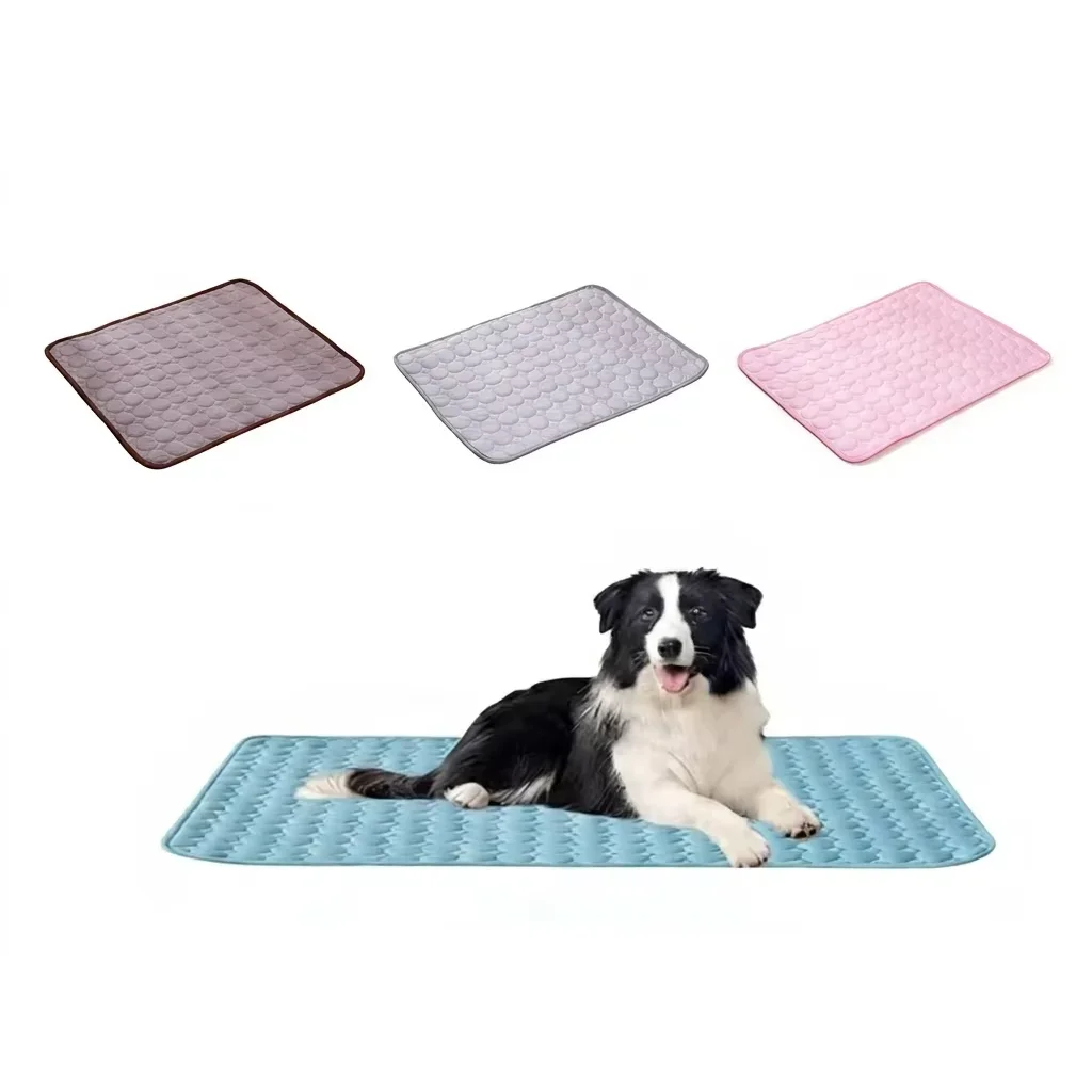 Tapete Refrescante de Seda Gelada para Verão para Animais de Estimação, Almofada Respirável Antiderrapante Lavável para Cães e Gatos, Tapete Azul para Cama de Animais de Estimação de Pequeno, Médio e Grande Porte