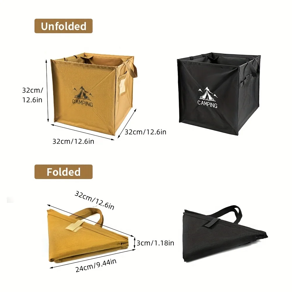 Portable Lawn & Leaf Waste Bag Foldable Dirty Clothes Basket with Handle Foldable Camping Recycle Bin for BBQ Picnic Hiking