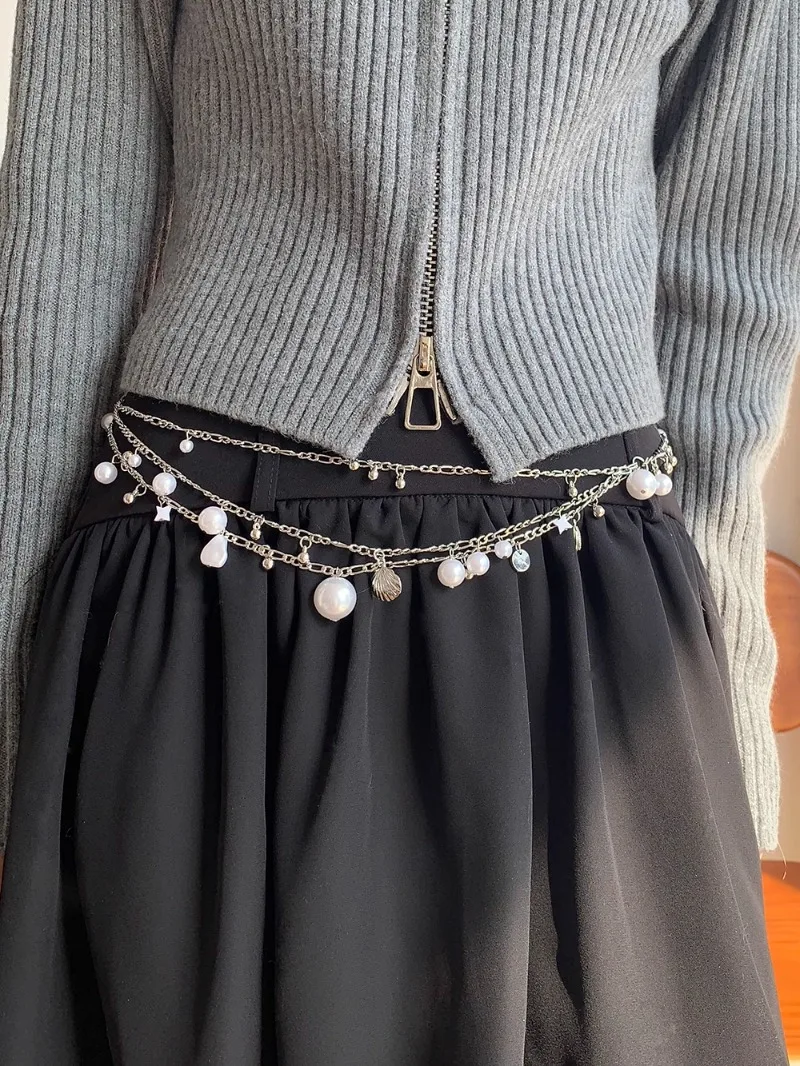 Pearl Waist Chain Multi-layer Shell Pendant Fashionable Apparel Accesories Belts for Women
