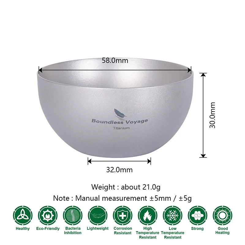 Boundless Voyage 30ml Titanium Cup Double-Wall Mini Tea Mug Outdoor Camping Wine Whiskey Drinkware Portable Tableware