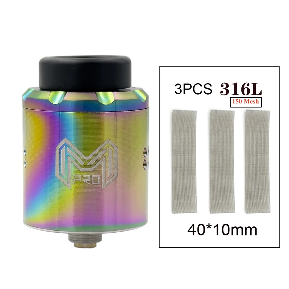 Mesh Pro RDA Atomizer 25mm with 3PCS 316L Mesh Coil with 510 Gold Squonk Pin BF DIY Tool Tank