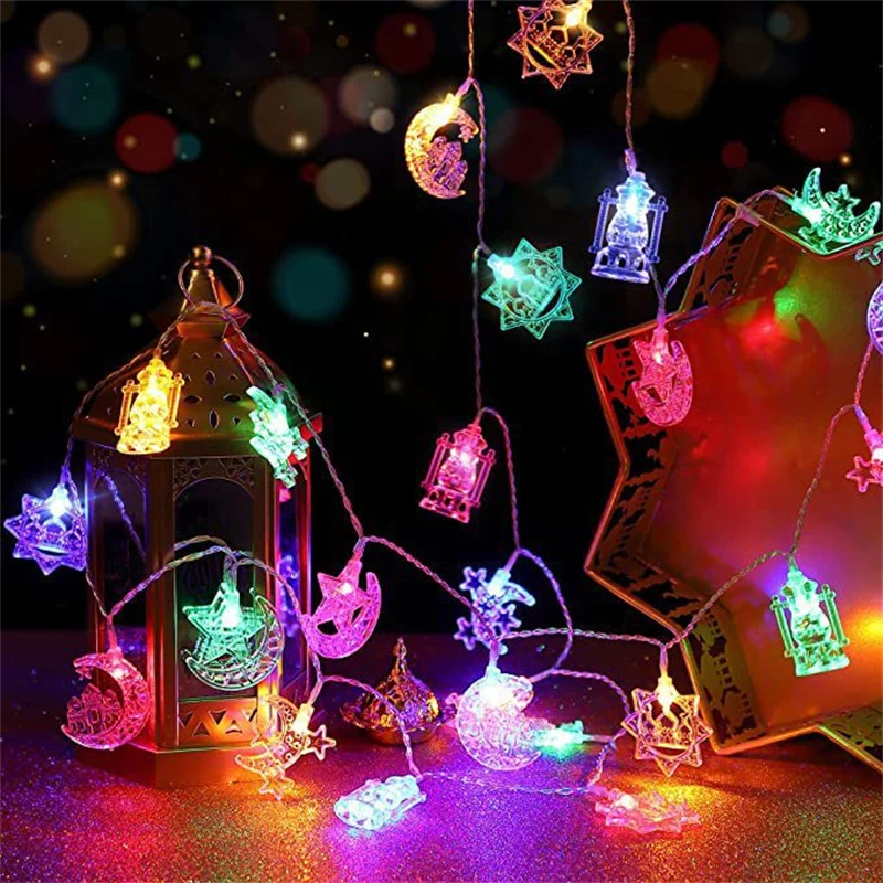 Ramadan Decorations 2024 Moon Star LED Light String 1.5M EID Mubarak Fairy Lights Garland for Home Wedding Bedroom Decor Party