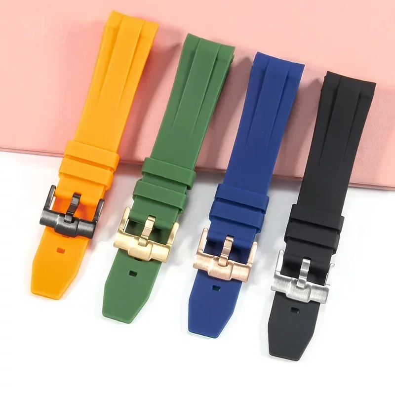 For AP Royal Oak Silicone Watch Strap Cowhide Stainless Steel Solid Anti-Allergy Buckle 18mm 20mm 24mm Accessories