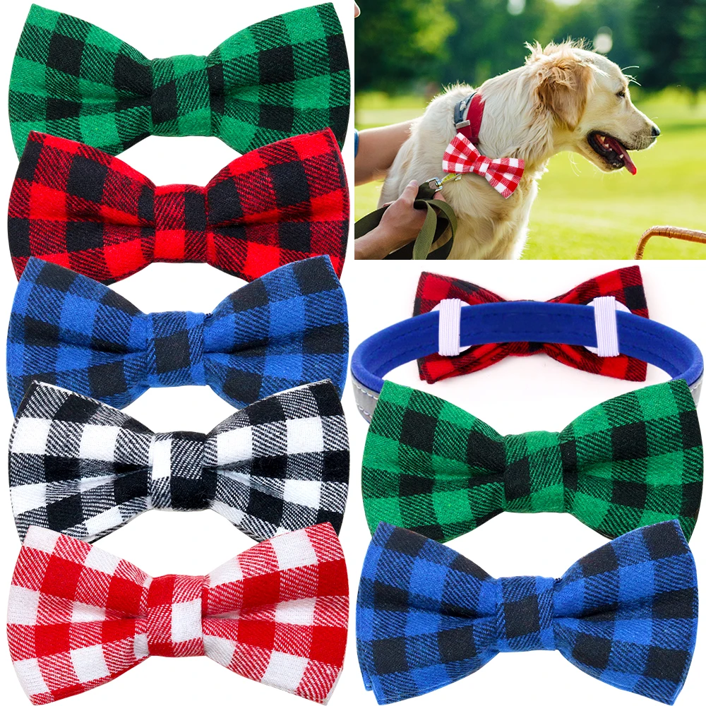 

40Pcs Cotton Dog Supplies Sliding Dog Bow Tie Plaid Pets Dog Bowties Dog Collar Accessories Winter Dog Accessories Pet Supplies