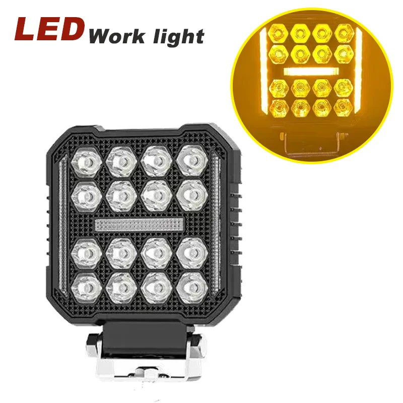 

16LED 4inch 9-30V quare DRL Day Running Lights Modified LED Work Lights Off-Road Vehicle Spotlights ATV SUV 4X4 Headlights Flash