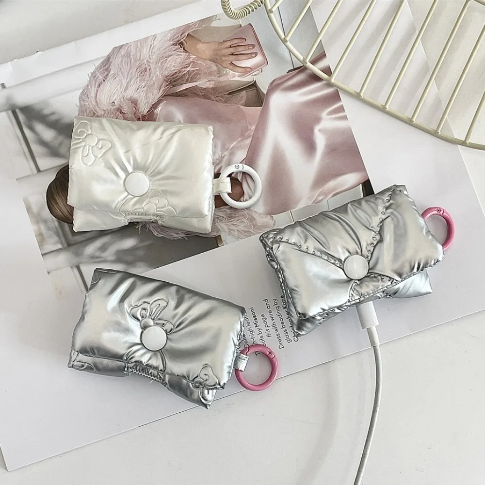Balletcore Heart Earphone Bag Korean Style Soft Bow Headphone Storage Bag Pink PU Leather Bluetooth Headset Earphone Case Gifts