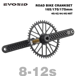 EVOSID Road Crankset 165/170/175mm Hollow Crank Integrated Chainring 11/12 Speed 40/42/44/46/48/50T Direct Mount Bicycle Crank