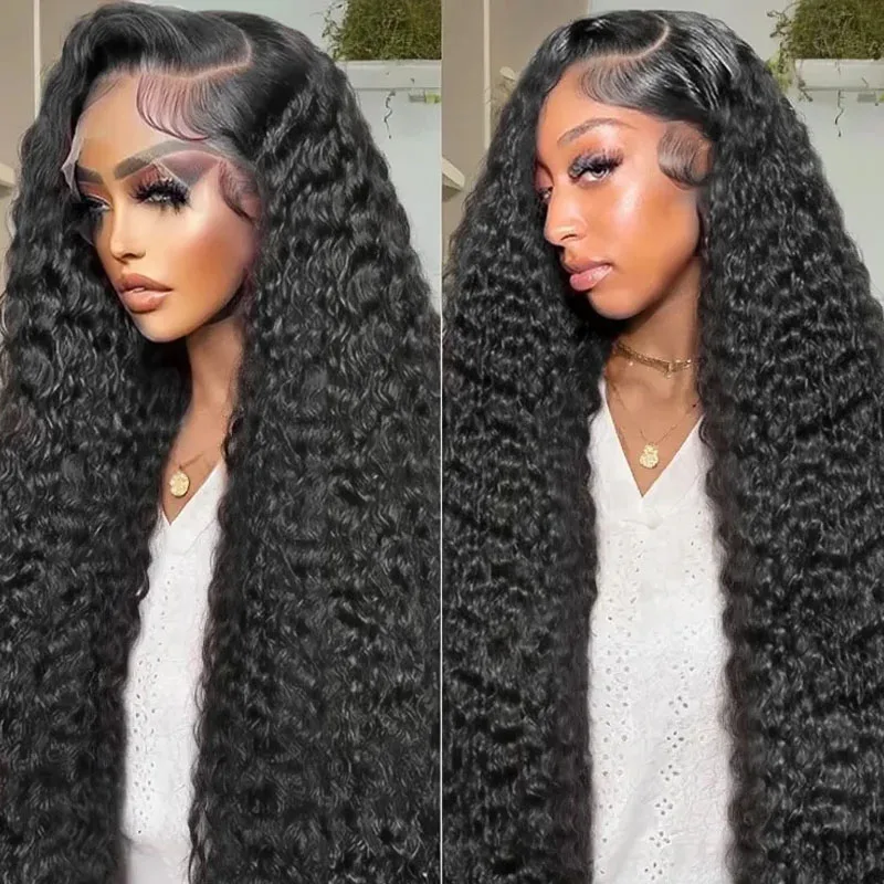 

Human Hair 100 Curly Wigs Water Wave Black 13X6 Hd Lace Front Deep Wave Glueless Human Hair Wig 100 Natural Female Wig