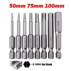 1Pcs 50/75/100mm Hex Screwdriver Bits 1/4 Inch Hex Shank Magnetic Screw Drivers Hexagon Head Allen Wrench Drill Bits H1.5-H8