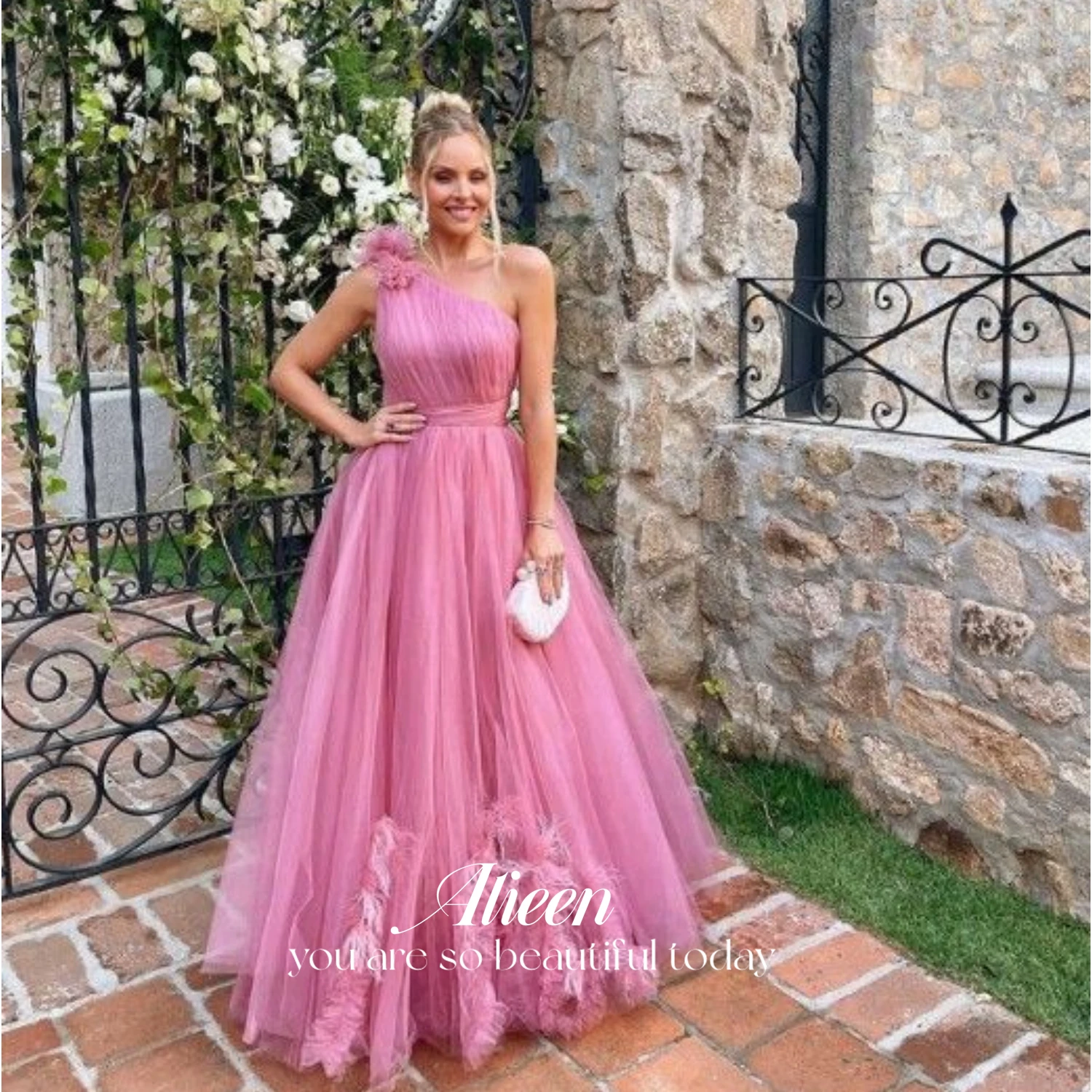 Prom Woman\'s Evening Dress Women Line A Women\'s Luxurious Evening Dresses Luxury Customized Layered Party Pink Ball Gowns Gala