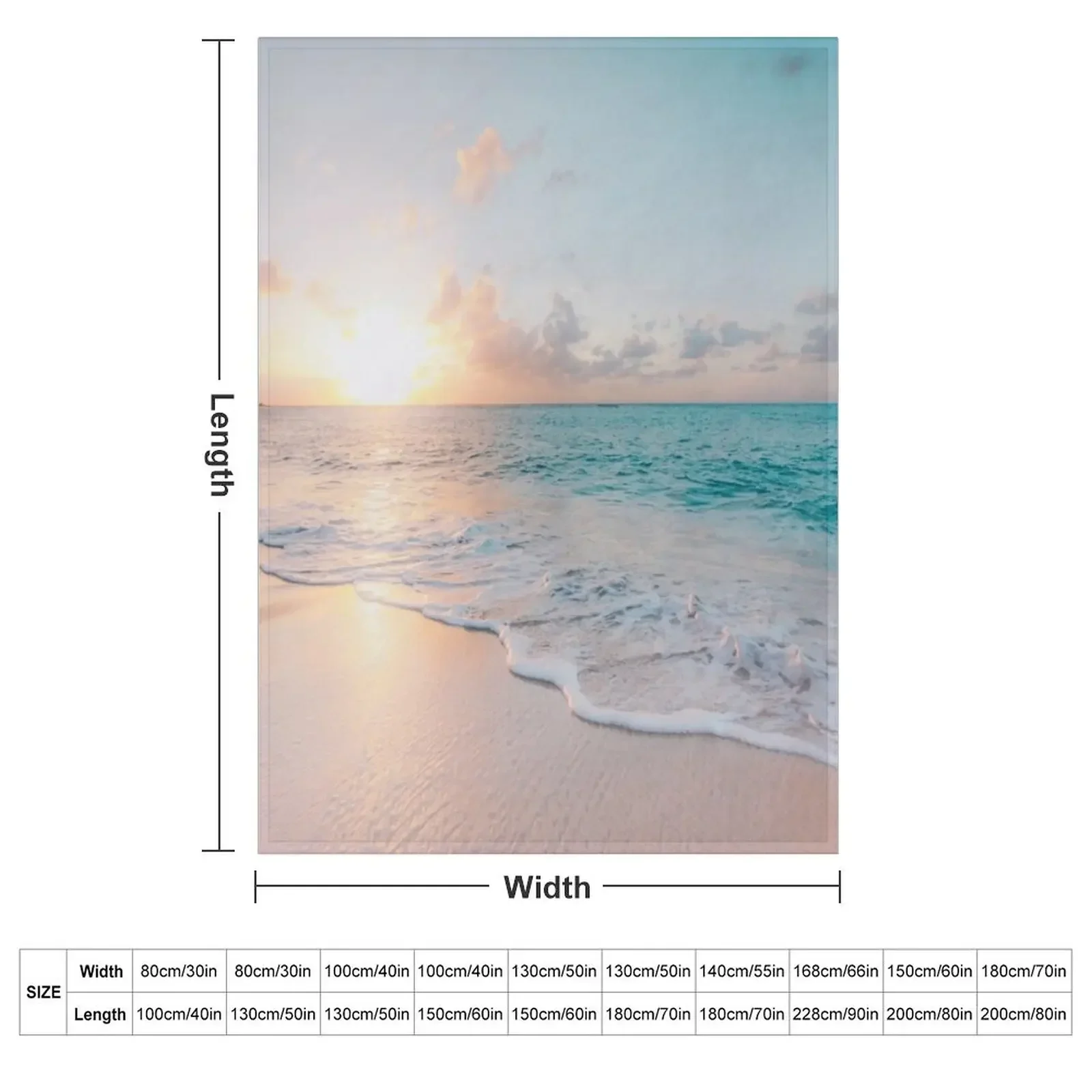 Ocean Blue Shore Sunset Throw Blanket Luxury Thicken Large Picnic Personalized Gift Flannel heavy to sleep Blankets