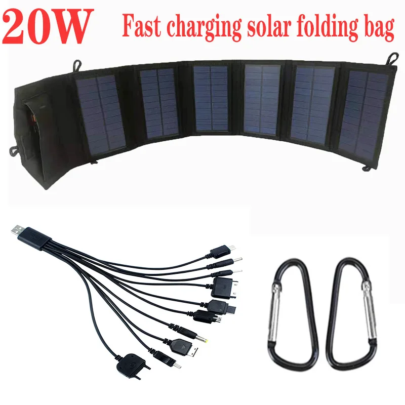 Solar Panel20WSolar Folding Bag Solar2USBFast Charging Portable Power Bank