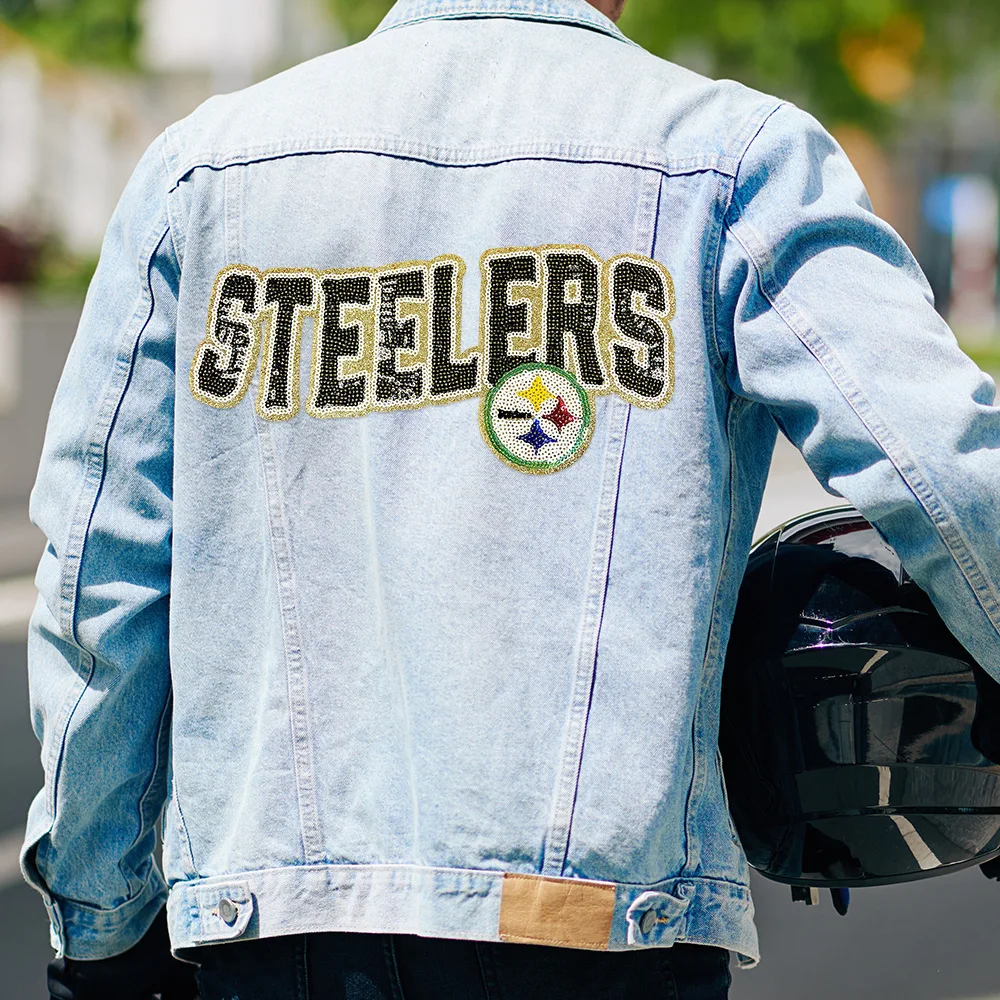 كبير فريق الرجبي الأمريكي الكي التصحيح البسيطة لطيف كرة القدم المطرزة النسيج شارة حسناء الملابس تي شيرت اكسسوارات ديكور ذاتي الصنع #6