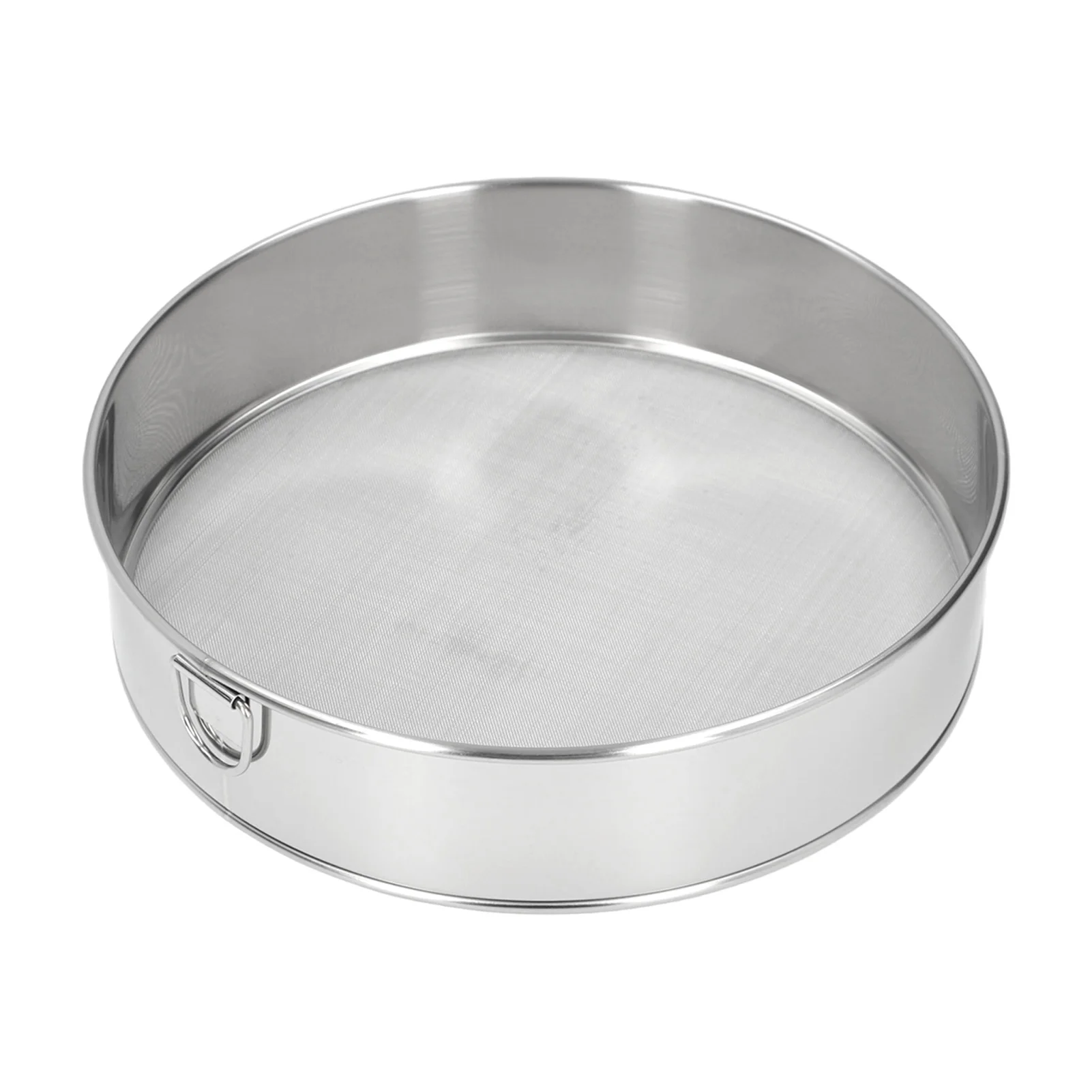 Round Flour Strainer Anti Stick Coated Stainless Steel Large Size Round Sifter 80 Mesh  Plated Filter for Cocoa Powder
