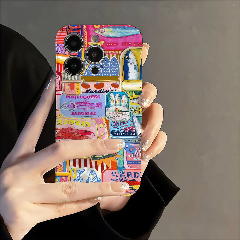 Чехол для телефона Sardines Fish Art для Samsung S24 S23 A54 55, 53FE Ultra Plus, 4G, 5G, чехлы с прецизионными отверстиями