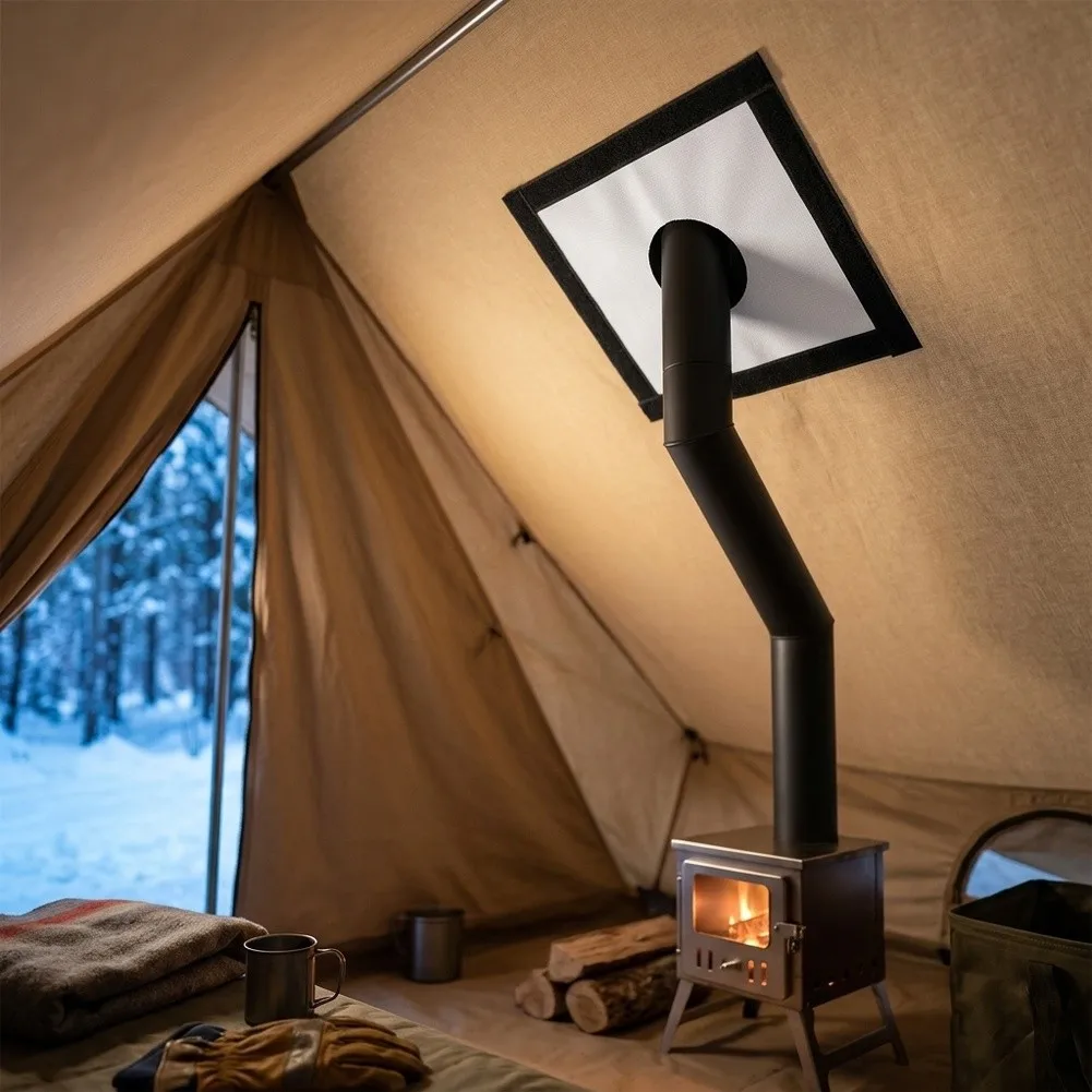 Fiberglass Stove For Top Cover 23x20cm - Fire Resistant Chimney Accessory for Camping Tents Lightweight Design